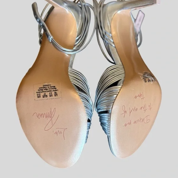 Prina Tornai for Naturalizer Metallic Silver Strappy Heels Women’s 7 - Picture 3 of 5